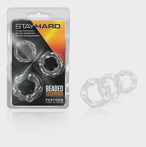 Stay Hard Beaded Cock Rings Clear