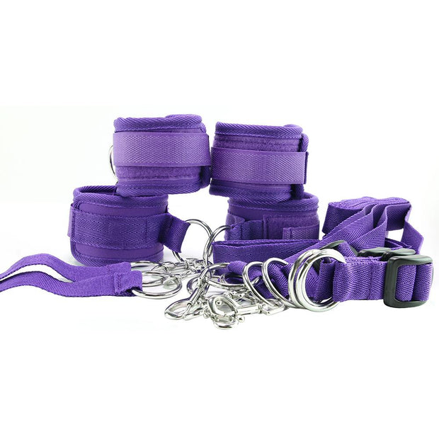 Electric Eel Lux Fetish 7 Piece Bed Spreader Restraint System Bondage Accessory Purple