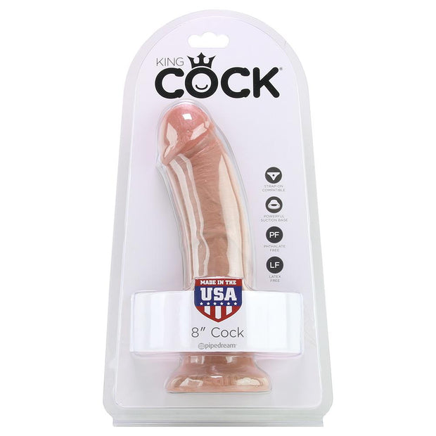 King Cock 8" Dildo Realistic Silicone No Balls Pipedream Tan White Flesh Package Front