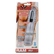 Nasstoys Sleeve Ram Vibrating Penis Extender Clear Cock Extension Studded in Package Back