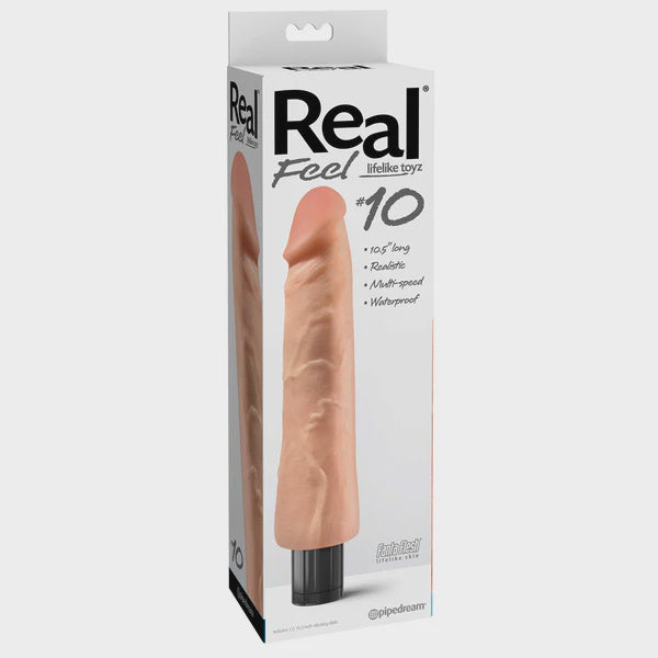 Real Feel 10 - Vibrating Dildo – 10.5" in Flesh