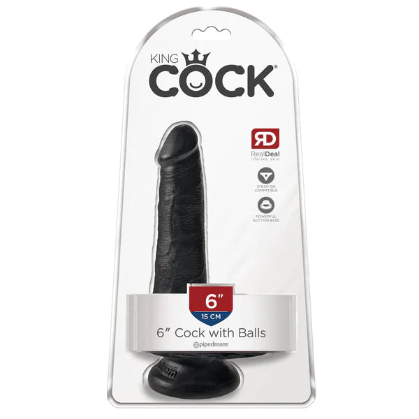 King Cock 6 Inch Cock with Balls in Black