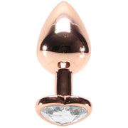 Medium Aluminum Plug with Clear Heart Gem in Rose Gold
