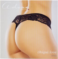 Allure Chiqui Love Lace Crotchless Thong/ Panty Black OS