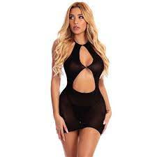 Follow Me Back Black Mini Dress OS