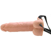 7" Hollow Vibrating Strap-On with Balls in Vanilla