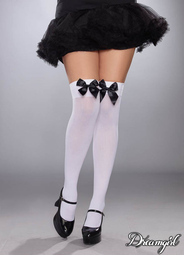 BLACK BOW TOP WHITE STOCKINGS