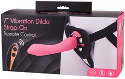 Seven Creations – 7” Vibrating Strap-On & Harness – Pink