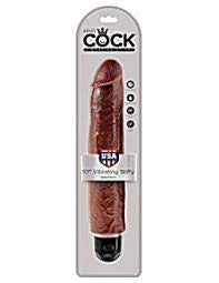 KING COCK  10 INCHES VIBRATING STIFFY - BROWN