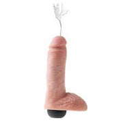 King Cock 8 Inch Squirting Cock with Balls in Flesh