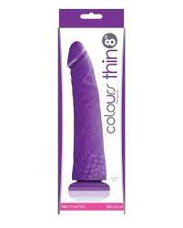 Colours Thin Pleasures 8 Inch Silicone Dildo in Purple