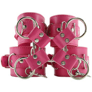 Shots Toys Ouch! Leather Cuff Set Pink Hogtie Hand Feet Ankle Strap