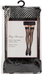 Sheer Thigh High Stockings with Satin Bow Black OS