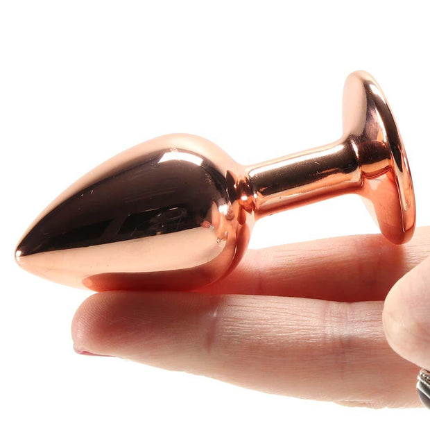 Small Aluminum Plug with Clear Gem in Rose Gold
