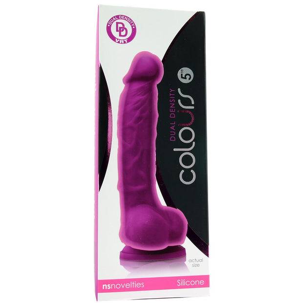 Colours 5" Dual Density Silicone Dildo in Purple