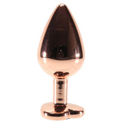 Medium Aluminum Plug with Clear Heart Gem in Rose Gold