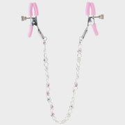 nipple play Crystal Chain Nipple Clamps Pink