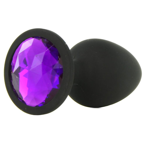 Booty Bling Small Jeweled Silicone Plug in Black/Purple