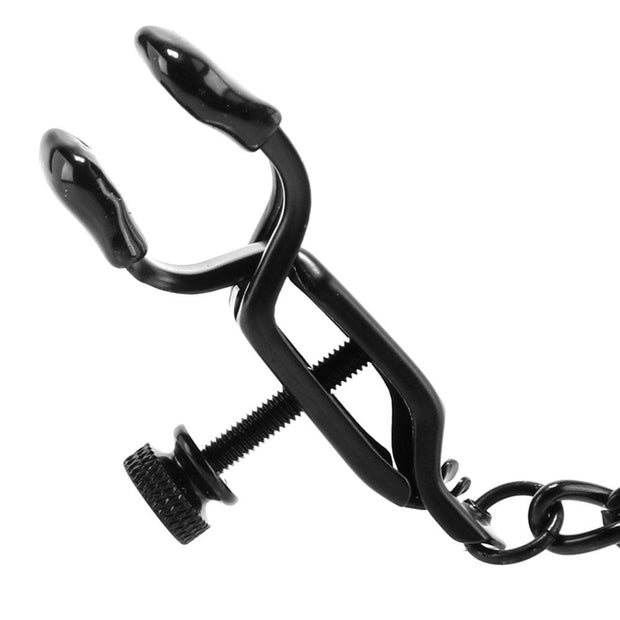 Open Press Nipple Clamps with Black Link Chain