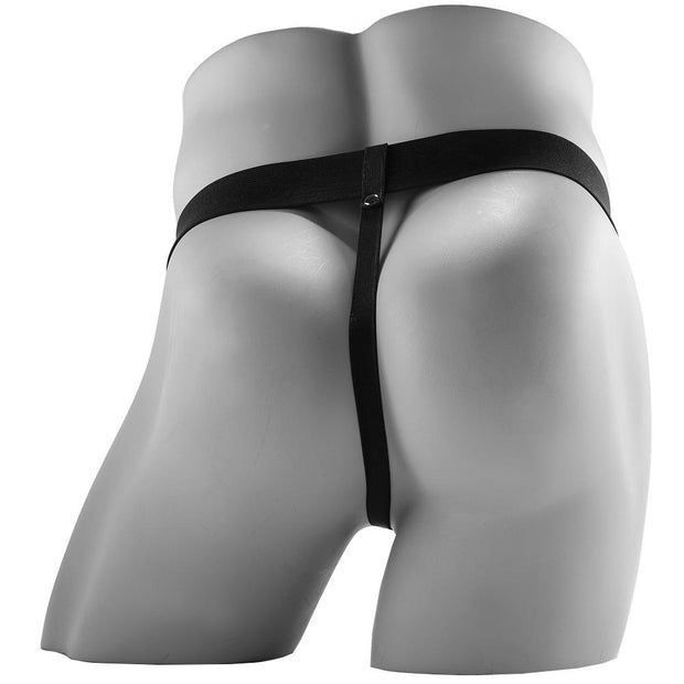 7" Hollow Vibrating Strap-On with Balls in Vanilla