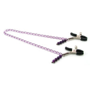 Purple Chain Nipple Clamps with Naval Ring in Purple