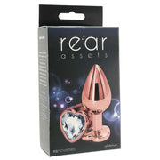 Medium Aluminum Plug with Clear Heart Gem in Rose Gold