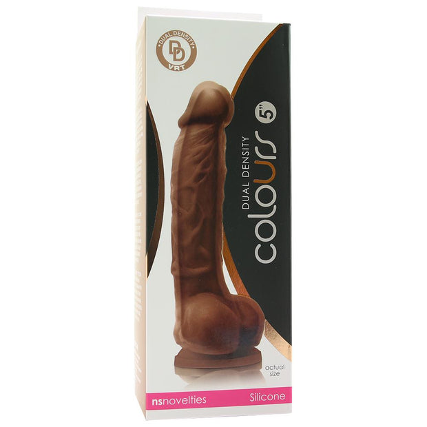 Colours 5" Dual Density Silicone Dildo in Brown