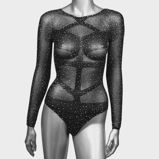Radiance Long Sleeve Black Body Suit OS