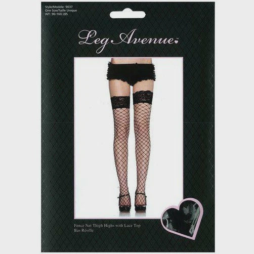 Fence Net Thigh High Stockings Black OS