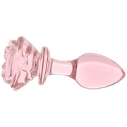 Booty Sparks Pink Rose Glass Anal Plug in Medium