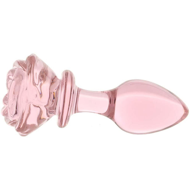 Booty Sparks Pink Rose Glass Anal Plug in Medium