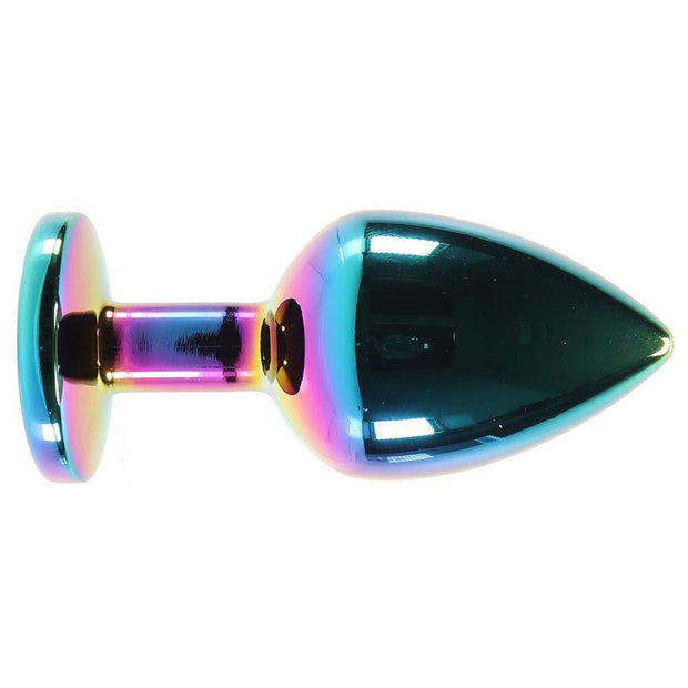 Medium Aluminum Plug with Rainbow Gem in Multicolor