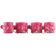 Shots Toys Ouch! Leather Cuff Set Pink Hogtie Hand Feet Ankle Strap
