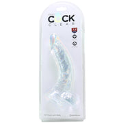 King Cock 7.5 inch Suction Cup Strap On Compatible With Balls Crystal Clear Dildo Pipedream curve in package front