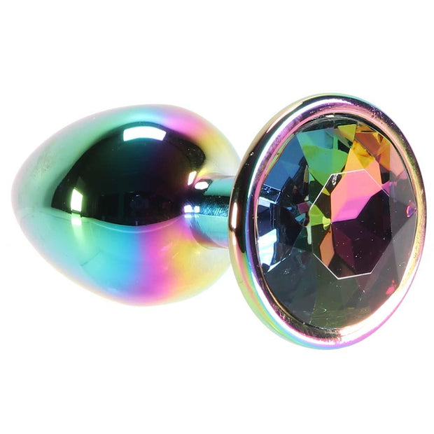 Small Aluminum Plug with Rainbow Gem in Multicolor