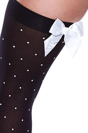 Polka Dot Opaque Thigh Highs in OSXL