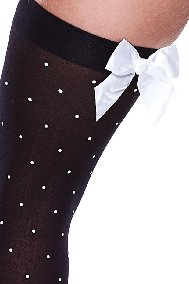 Polka Dot Opaque Thigh Highs in OSXL