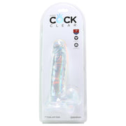 King Cock 7" Clear Cock with Balls in Clear