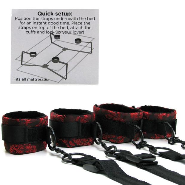 Calexotics Scandal Bed Restraints Red Black Textured Design Bondage Kit