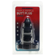 Triple Ripple Large Butt Plug in Black