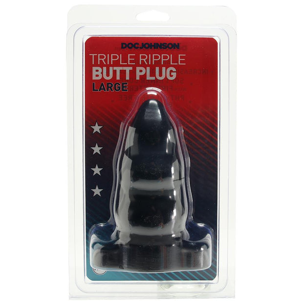 Triple Ripple Large Butt Plug in Black