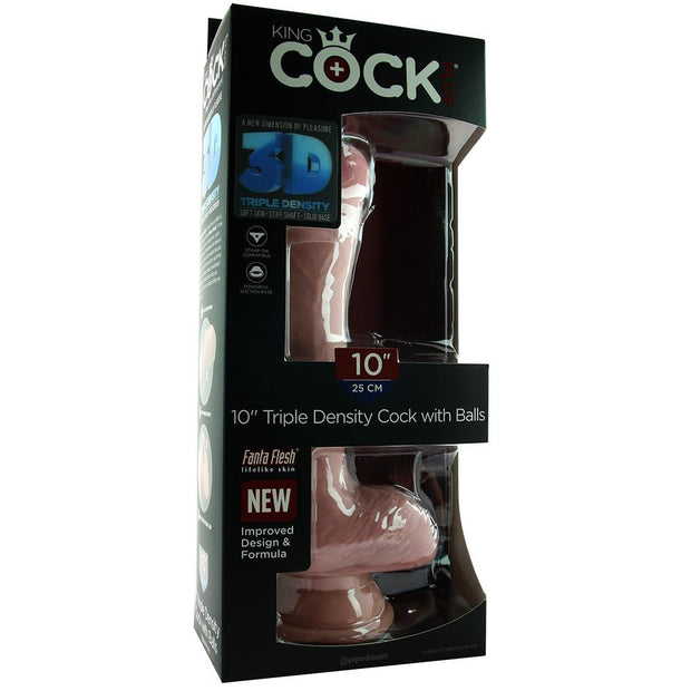 King Cock Plus Triple Density 10" Cock with Balls in Flesh