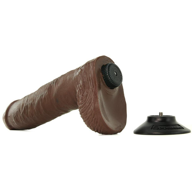 King Cock Vibrating 10" Dildo With Balls Suction Cup Black Brown