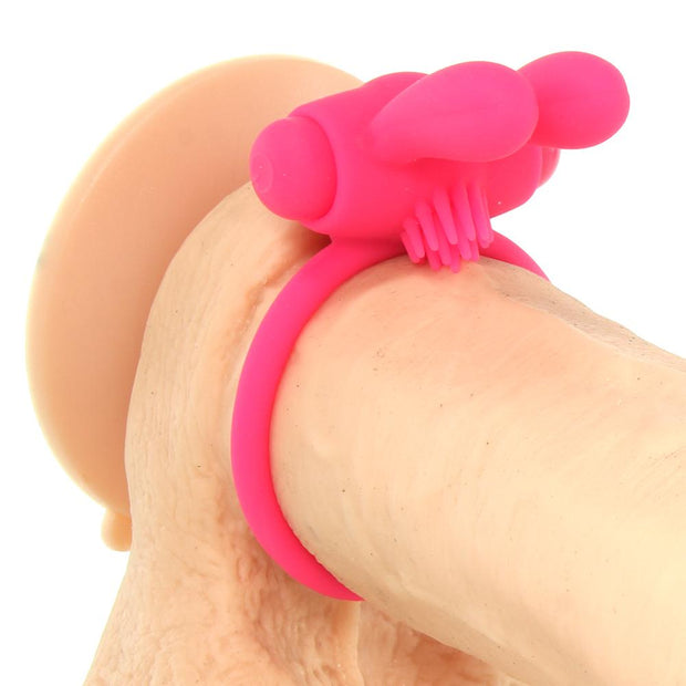 Neon Rabbit Vibrating Cock Ring in Pink