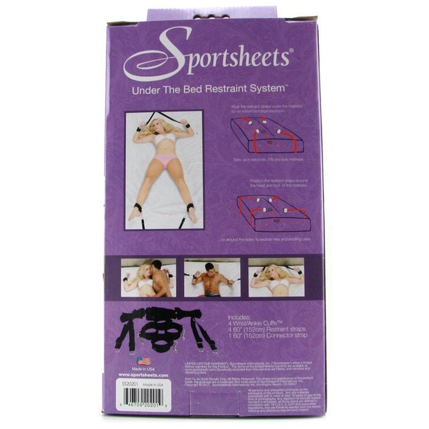 Under The Bed Restraint System by Sportsheets Black Strap Ankle Wrist Hand Tie Adjustable