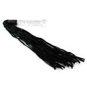 Pipedream Icicles Hand Blown Glass Whip Flogger Black Crystal Clear Textured Design