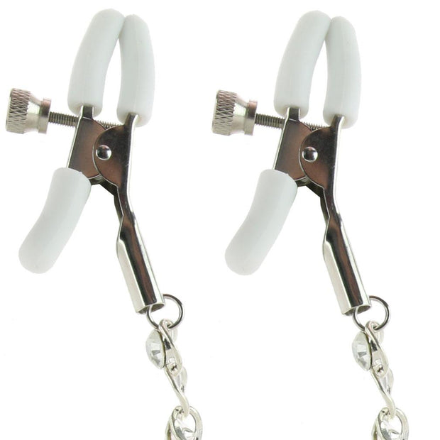 nipple play Crystal Chain Nipple Clamps White