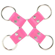 Shots Toys Ouch! Leather Cuff Set Pink Hogtie Hand Feet Ankle Strap