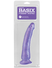 Basix Slim 7 Inch Dildo in Purple
